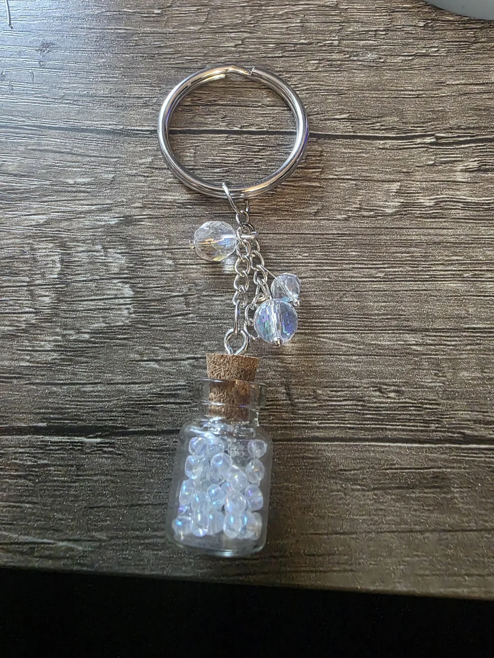 Handmade Crystal Bead Glass Vial Bottle Keychain